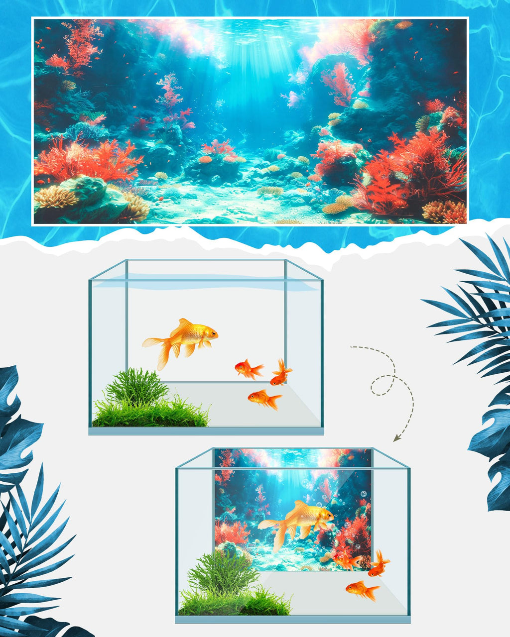 Mindsoft 4 Pack Aquarium Background - 11.8 x 11.8 Inch view 3