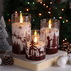 Eywamage Glass Flameless Candles with Remote - Red Buffalo Plaid view 4