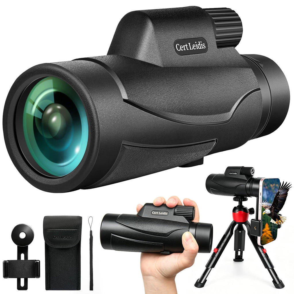 Cert Monocular Telescope for Adults with Tripod & Phone Adapter - Black-1040