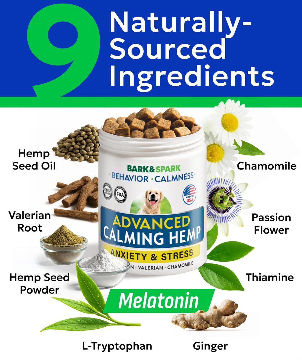 BARK&SPARK Hemp Calming Treats for Dogs - Stress, Anxiety Relief Treats (BS102_ADVANCED)
