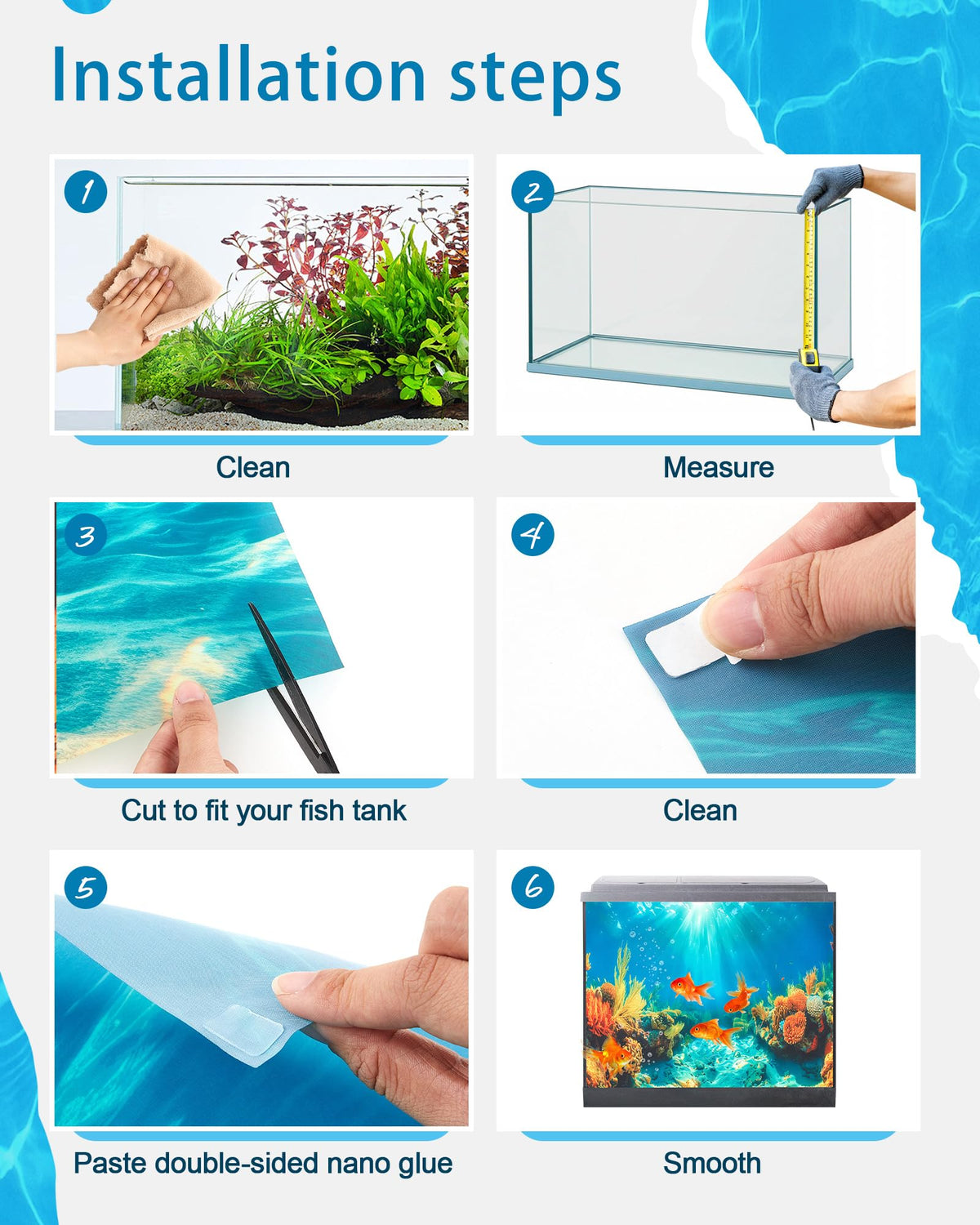 Mindsoft 4 Pack Aquarium Background - 11.8 x 11.8 Inch view 2
