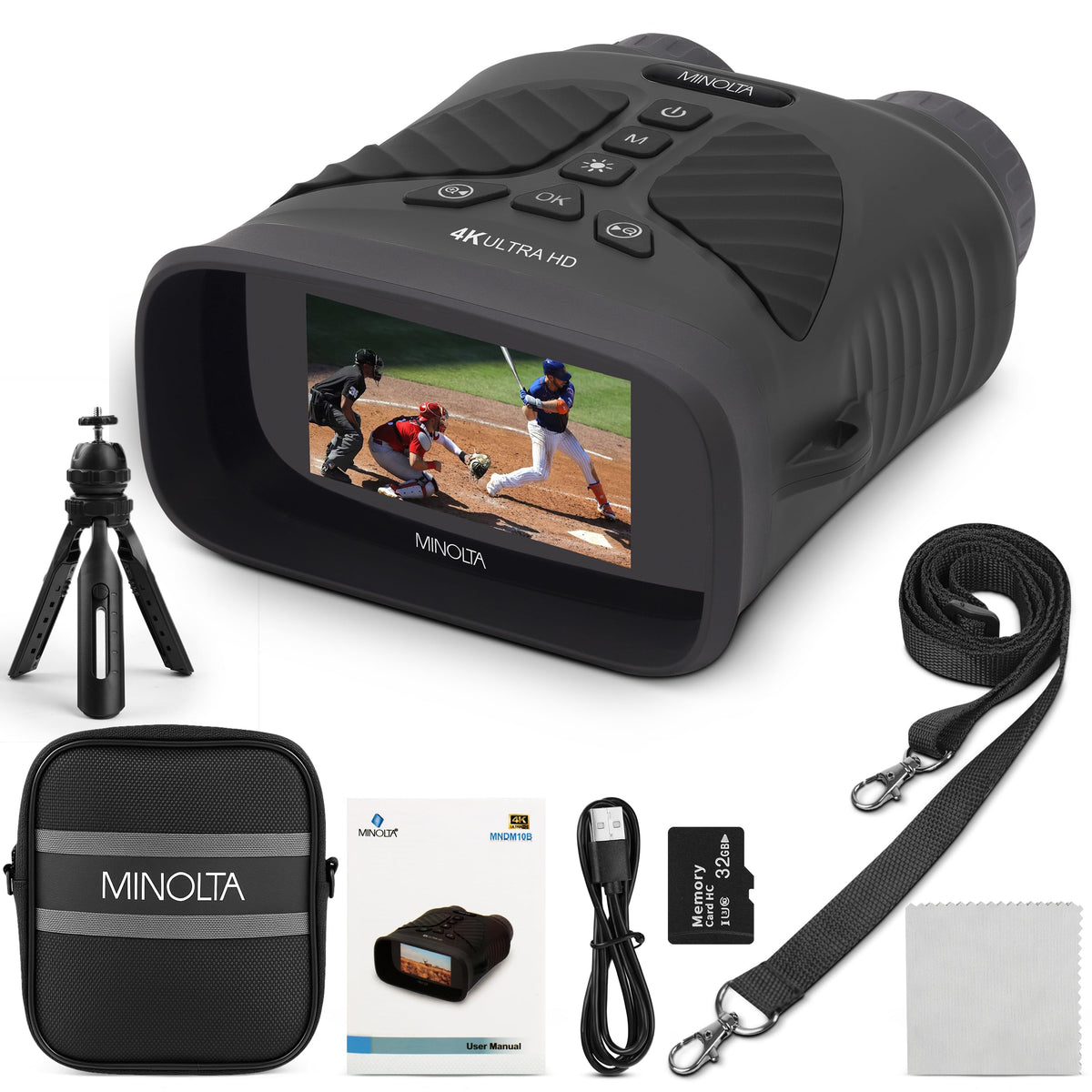 Minolta MNDM10B 10x25 Digital Night Vision Monocular with 4K Ultra HD Camer