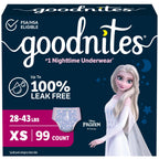 GoodNites Girls Nighttime Underwear, Size Extra – Small, 99 Ct (Pack of 3)