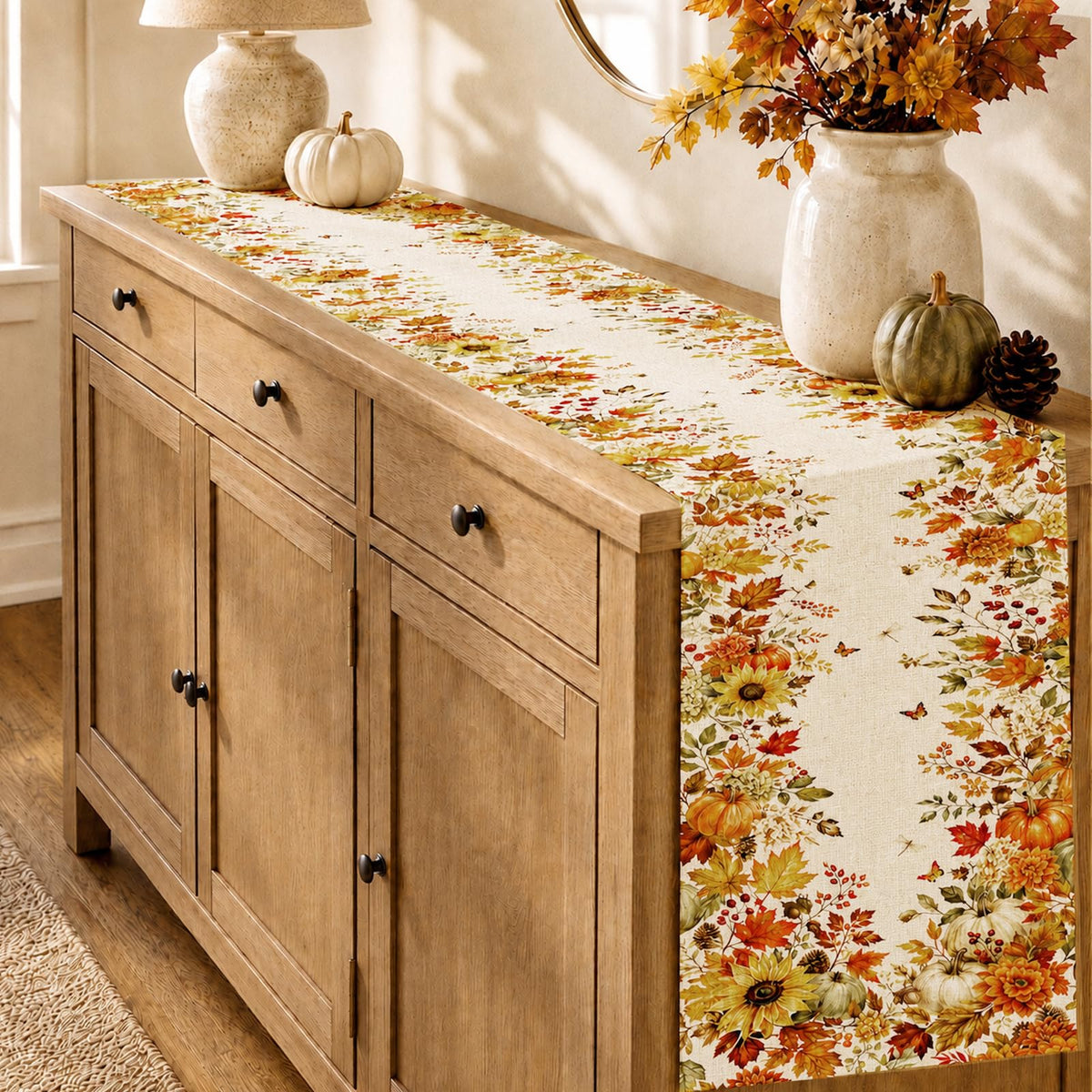 Bigwish Table Runner Holiday Decor - Fall Pumpkin Maple / 13''x90'' view 1
