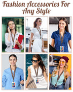 Geyoga Coffee Brown Scrunchie Teacher Lanyard for ID Badge, Stretchy Neck Key Lanyards (additional view 6)