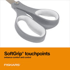 Fiskars 8" SoftGrip Everyday All Purpose Scissors, Office & Crafts, Grey (additional view 1)