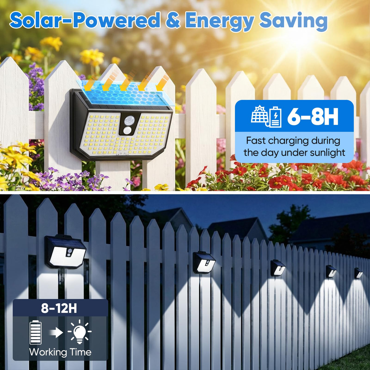 Brightever 20 Packs Solar Motion Sensor Lights Outdoor Waterproof, Solar Powered Fence (additional view 4)