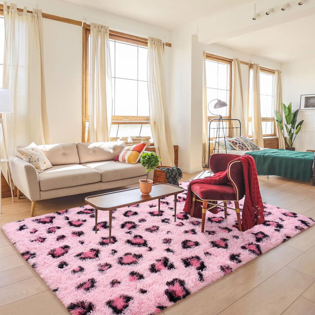 Amearea Leopard Area Rug - Pink / 5' x 8' (Rectangular) view 1