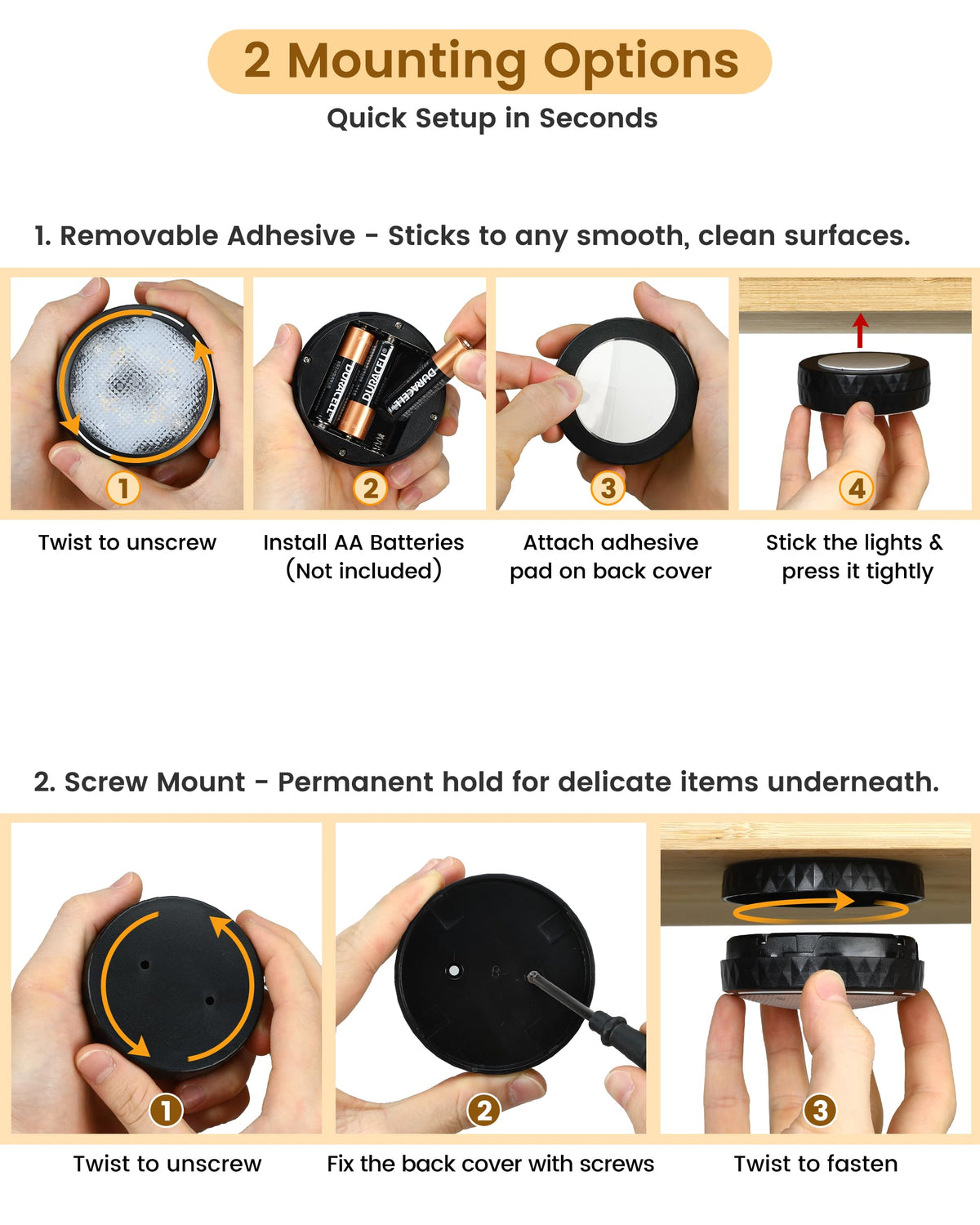 TECOMLIGHT LED Puck Lights with Remote Control - view 4