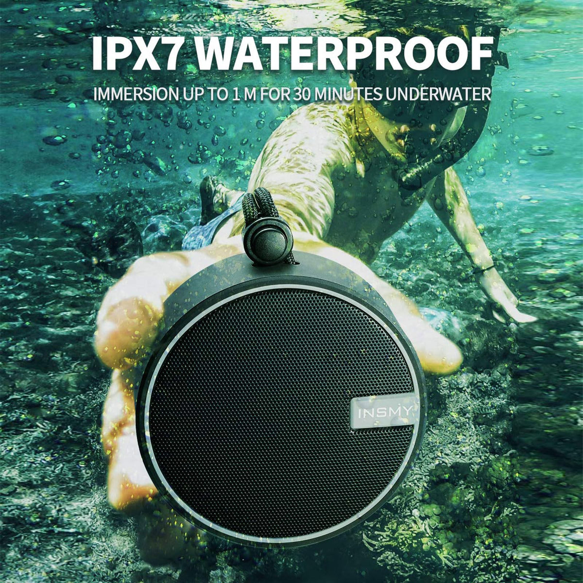 INSMY C12 IP67 Waterproof Shower Bluetooth Speakers,Portable Small Speaker - Black view 1