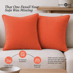 Native Fab Throw Pillow Cushion Cover for Sofa Couch Bed Comfort - Solid, Orange / 16" x 16" (Pack of 2) view 7