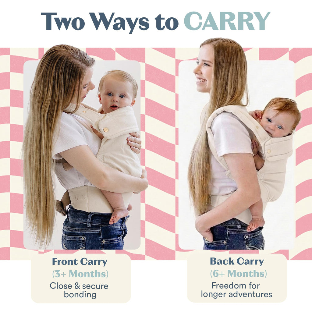 Ergonomic Hip-Healthy Baby Carrier, Front and Back Carry, 7-35 lbs - Vanilla view 4