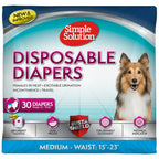 Simple Solution Female Dog Diapers, Disposable Dog Diapers, M, – 30 Count (10657-12PONL)