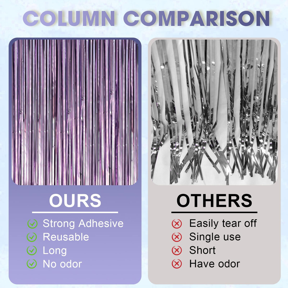Voircoloria Foil Fringe Backdrop Curtains, 3.3x6.6ft