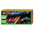 BIC Gel-Ocity Quick Dry Gel Pens, Medium Point Retractable Gel Pen (0.7mm), Assorted Colors, 12-Count- Pack of 18