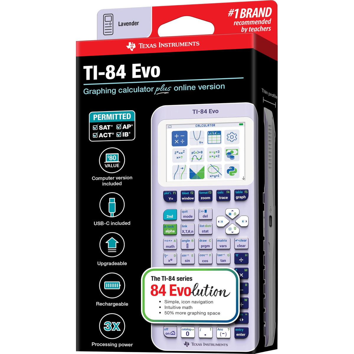 TI-84 Evo Graphing Calculator Texas Instruments, Lavender (84EVO/FC/1L1/A5)