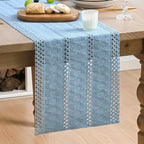 Artoid Woven Farmhouse Hollow Table Runner - Sky Blue / 12" x 48", Table Runner view 1