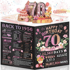 Aiunmiol 70th Birthday Card for Women Her, Large 3D Pop Up 70th Birthday cards for Mom Grandma, Happy 70 Year Old (Pack of 2)