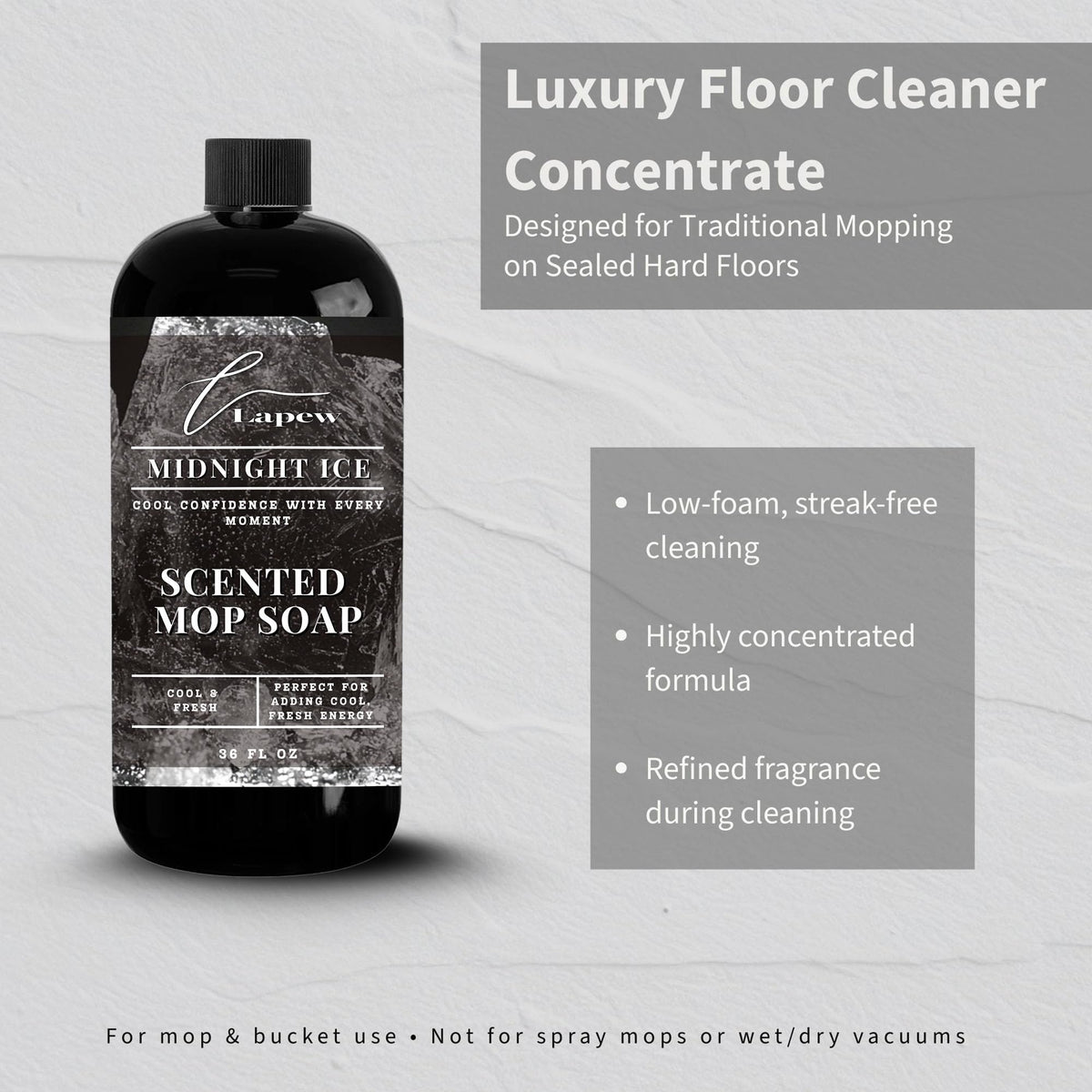 Lapew Luxury Floor Cleaner Concentrate for Mopping Tile, Laminate, Vinyl & Hardwood | Streak-Free, Low-Foam | 36 oz