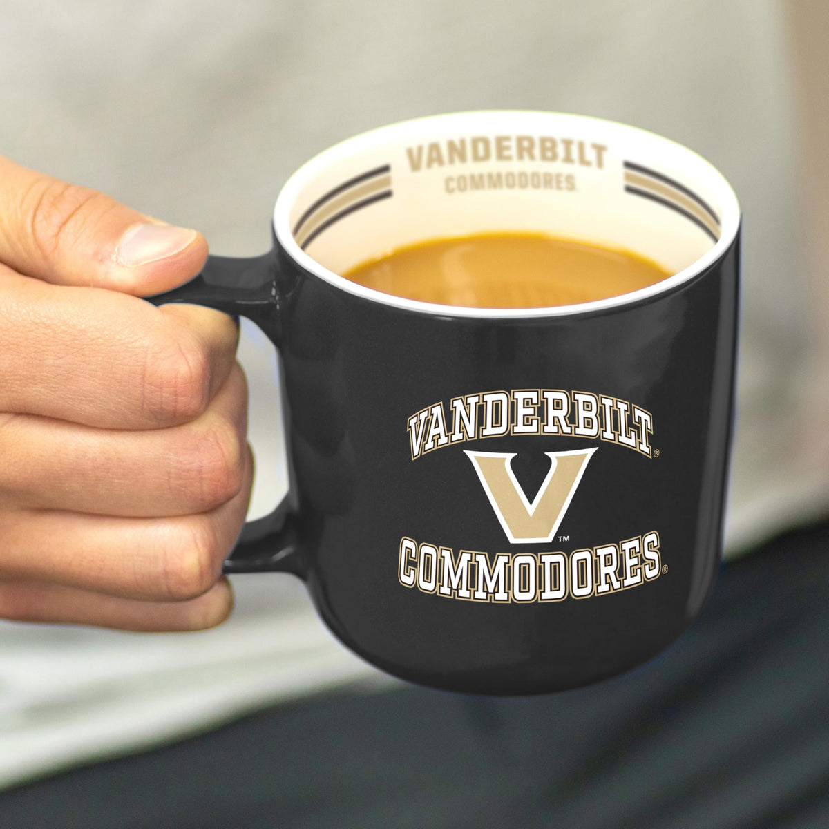Logo Brands NCAA 15 oz Stripe Coffee Mug - Vanderbilt Commodores view 4