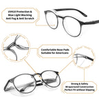 Alsenor Safety Glasses Anti Fog Goggles Protective Eyewear Blue Light Blocking Anti Dust UV Protection Glasses For Men Women - Round-black view 3