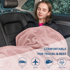 BEDELITE Travel Blanket with Bag, Jacquard Fleece Blanket 65"x40" - Pink view 6