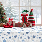 CXPSINC 54 Inch Plastic Table Cover Roll Disposable Tablecloth with Slide Cutter - Christmas Blue Snowflake / 1200" x 54" (Rectangular) view 5