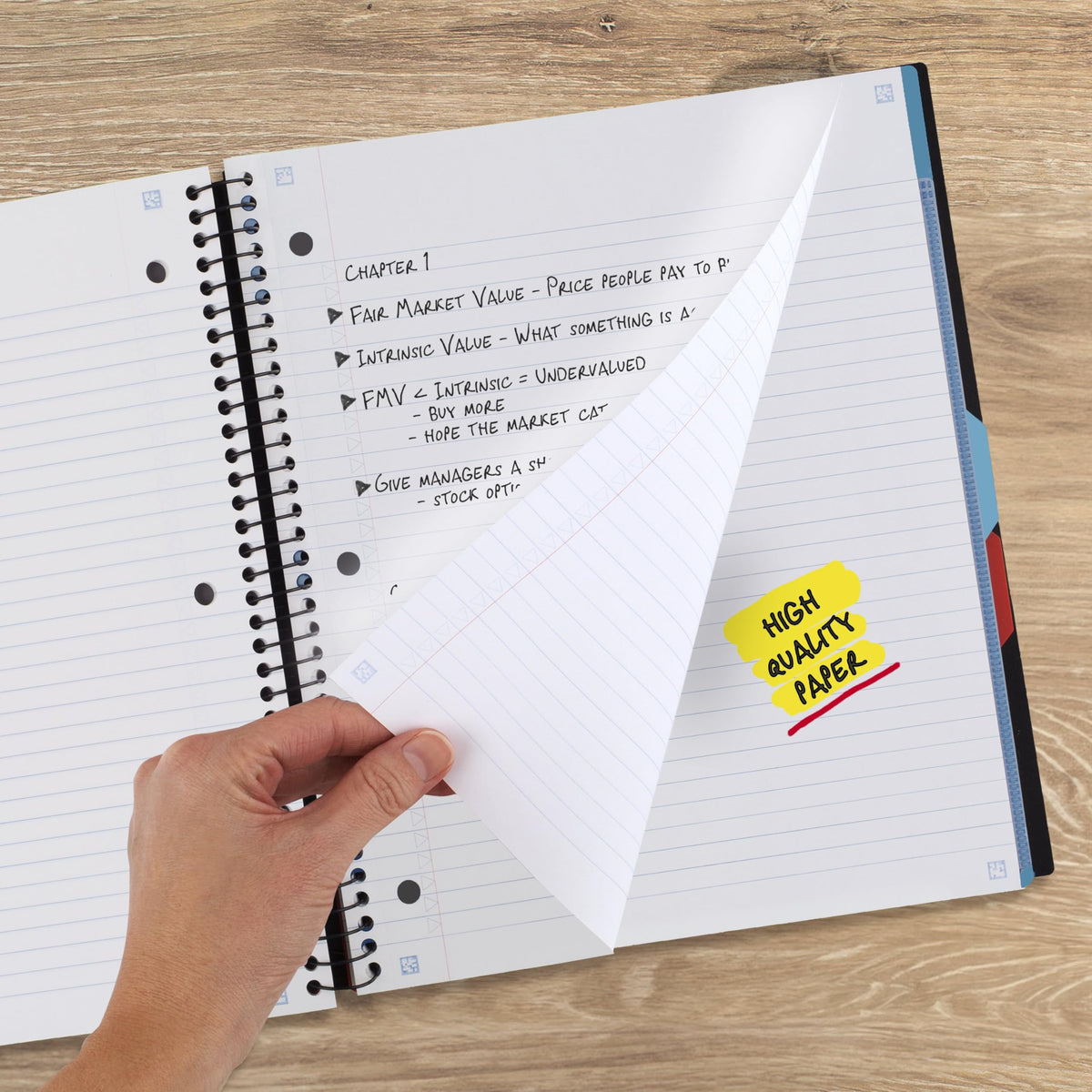 Five Star Advance Spiral Notebook + Study App - Black view 3