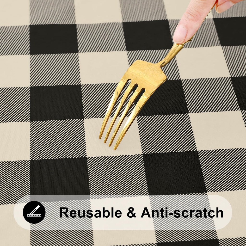 Smiry Rectangle Picnic Table Cloth - Black and Beige / 72" x 36" (Rectangular) view 5