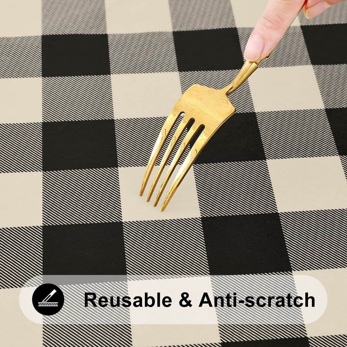Smiry Rectangle Picnic Table Cloth - Black and Beige / 72" x 36" (Rectangular) view 5
