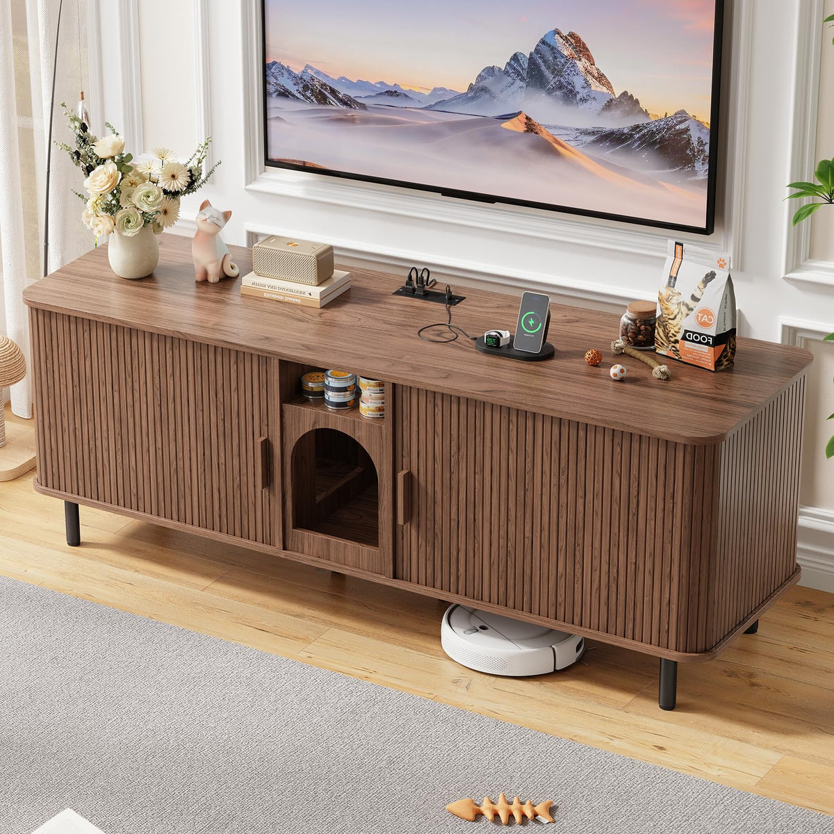 ONBRILL 65 Inches Cat Litter Box Enclosure for 2 Cats