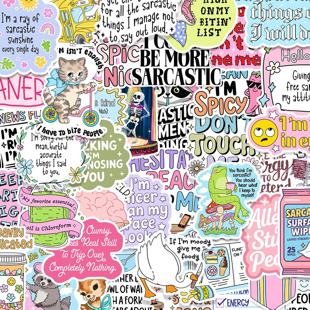 150PCS Sarcastic Funny Stickers,Sassy Snarky Saying Quotes Adults Stickers, Waterproof