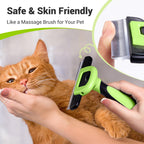 MIU COLOR Pet Grooming Brush Deshedding Tool for Dogs & Cats - Apple Green / Short and Medium Hair view 4
