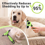 MIU COLOR Pet Grooming Brush Deshedding Tool for Dogs & Cats - Apple Green / Short and Medium Hair view 2