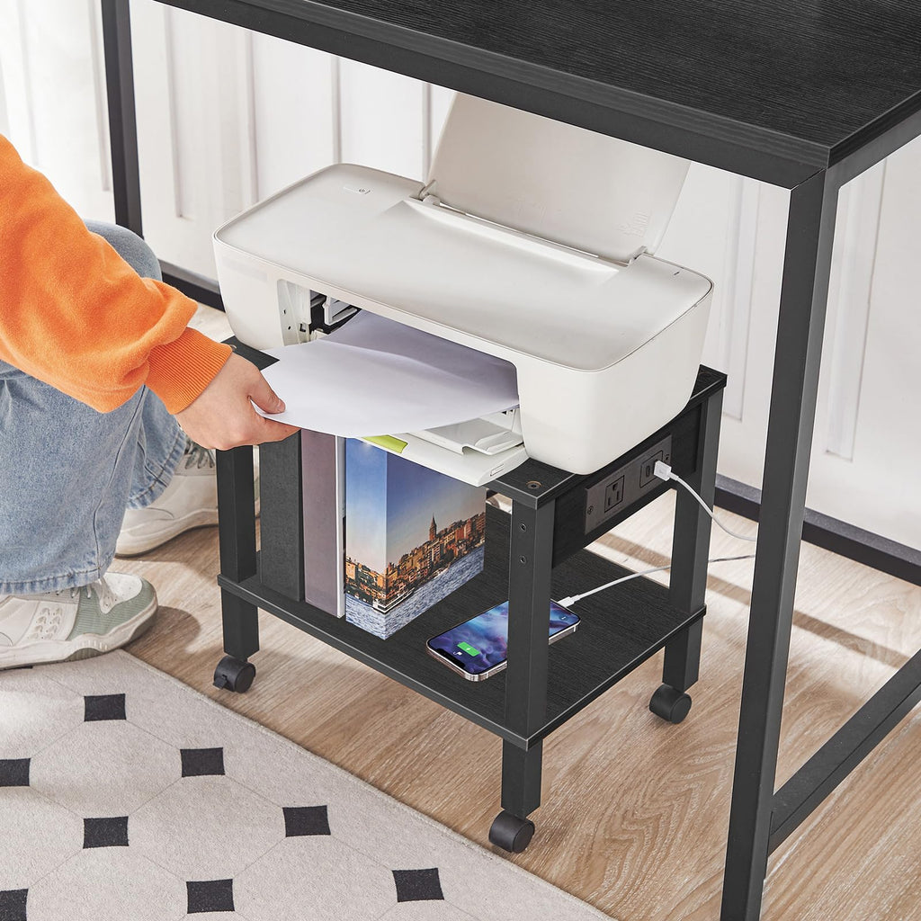 HOOBRO 2-Tier Printer Stand with Charging Station, Under Desk Printer Table, Printer Cart (additional view 3)