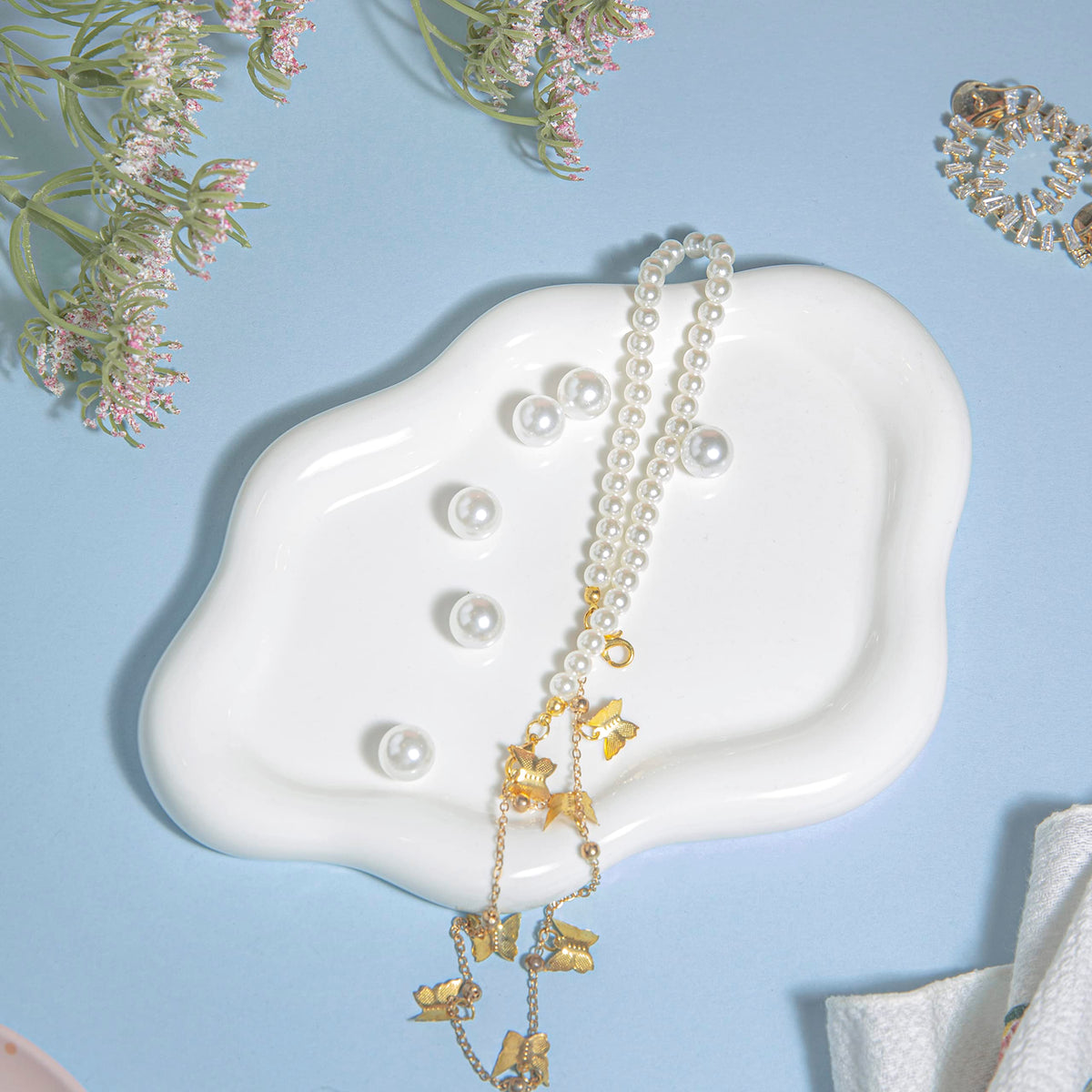 Lynagert Cloud Trinket Dish, Chubby Jewelry Tray, Ceramic Jewelry Ring Trinket Dish for (additional view 5)