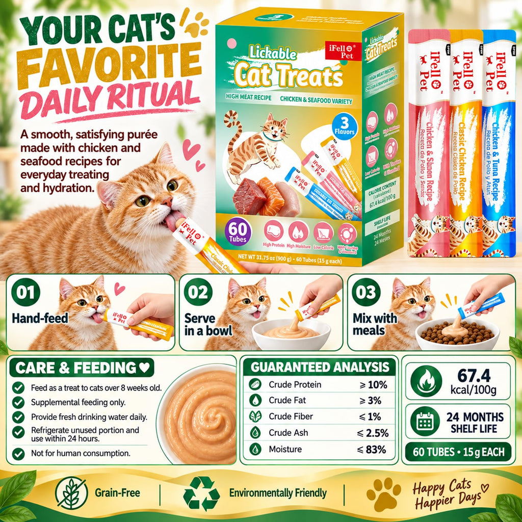 IFELLO PET High-Meat Lickable Cat Treats Variety Pack – Real Chicken & Seafood – Smooth (additional view 5)