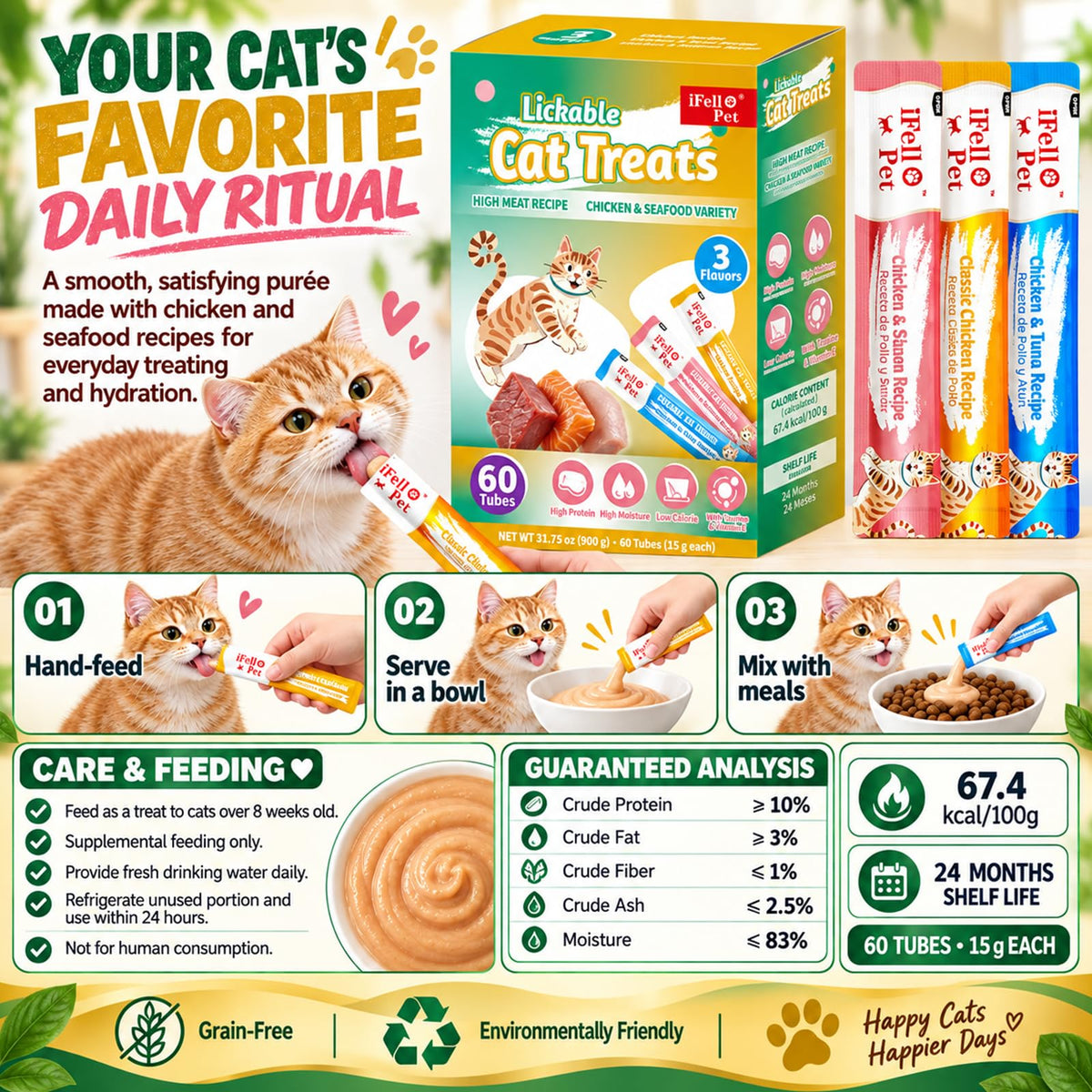 IFELLO PET High-Meat Lickable Cat Treats Variety Pack – Real Chicken & Seafood – Smooth (additional view 5)
