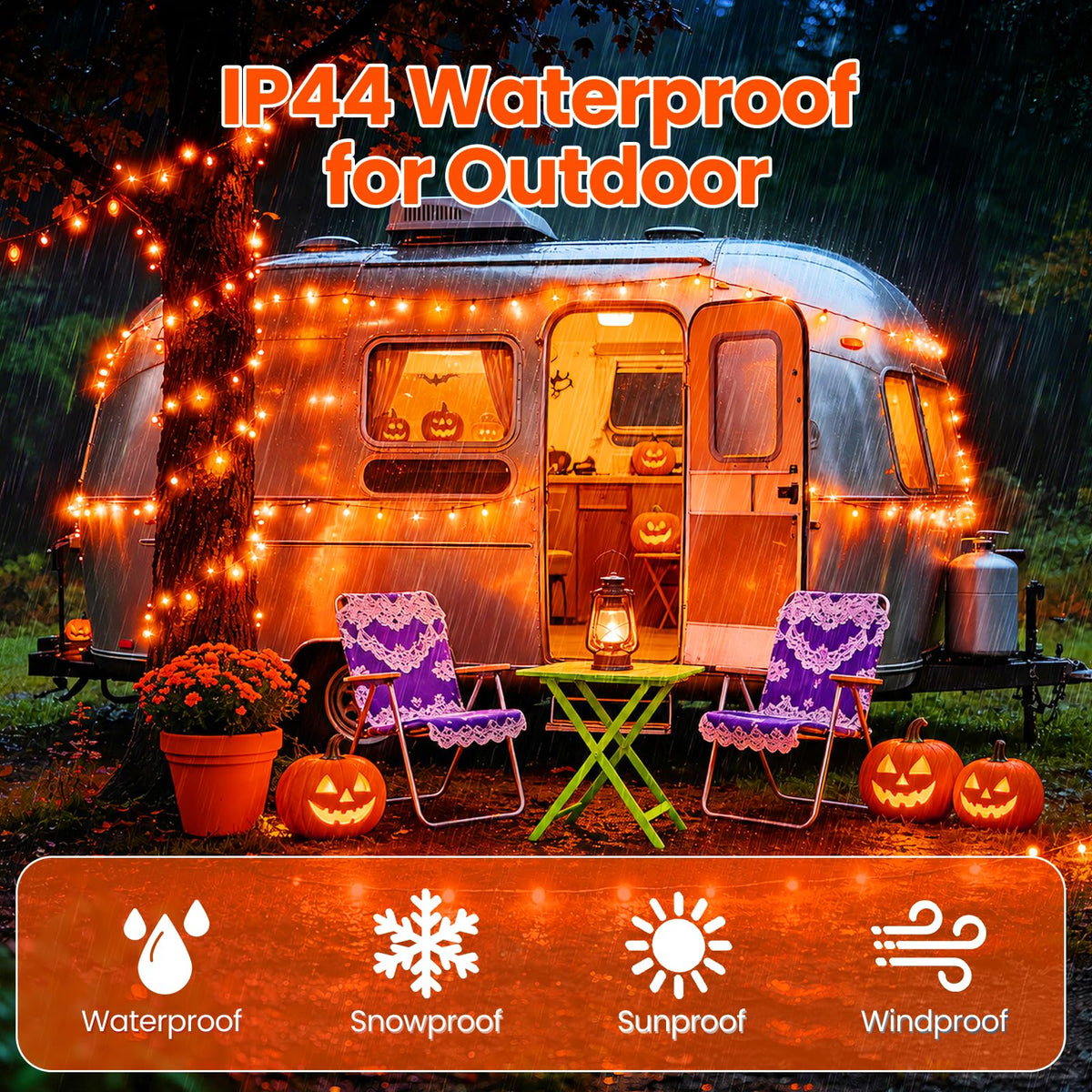 Moettany Solar String Lights Outdoor Waterproof - Orange view 3