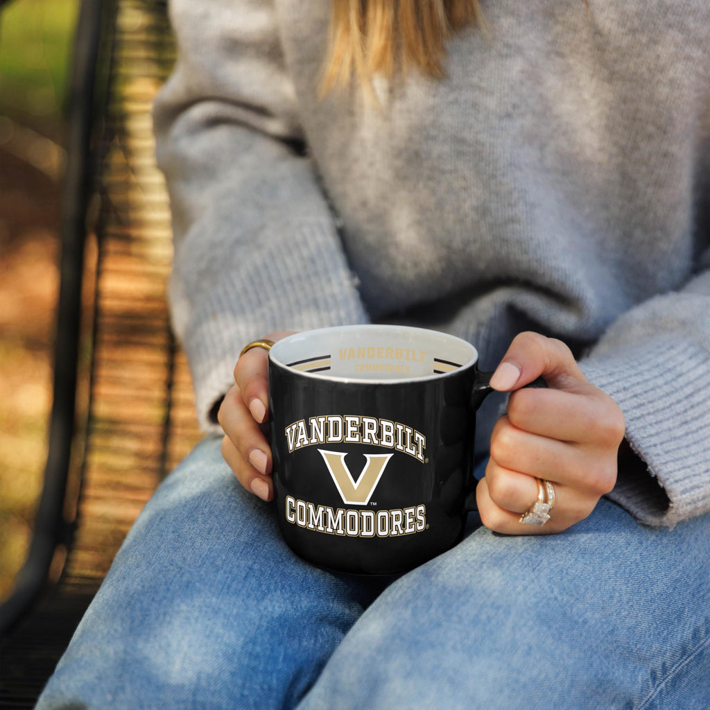 Logo Brands NCAA 15 oz Stripe Coffee Mug - Vanderbilt Commodores view 1