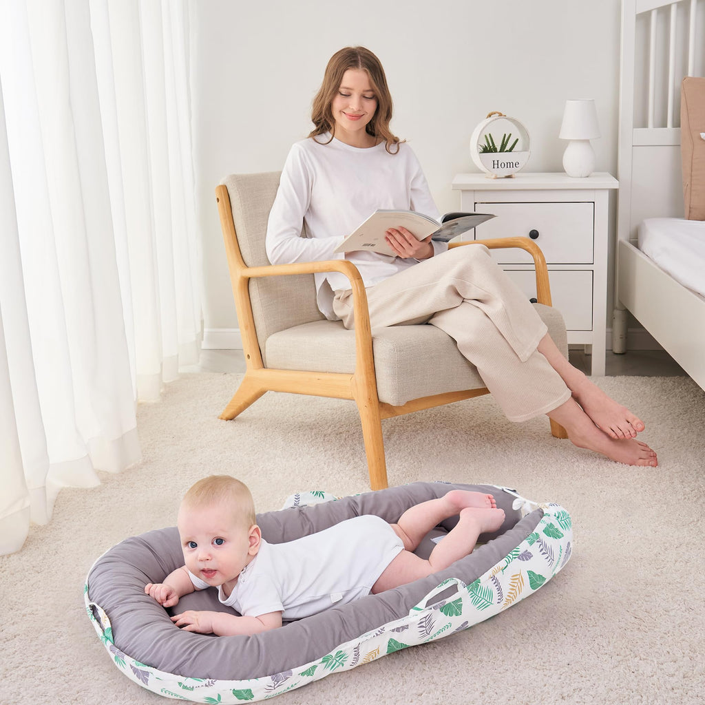 Viviland Baby Lounger Cover - Green Feather view 4