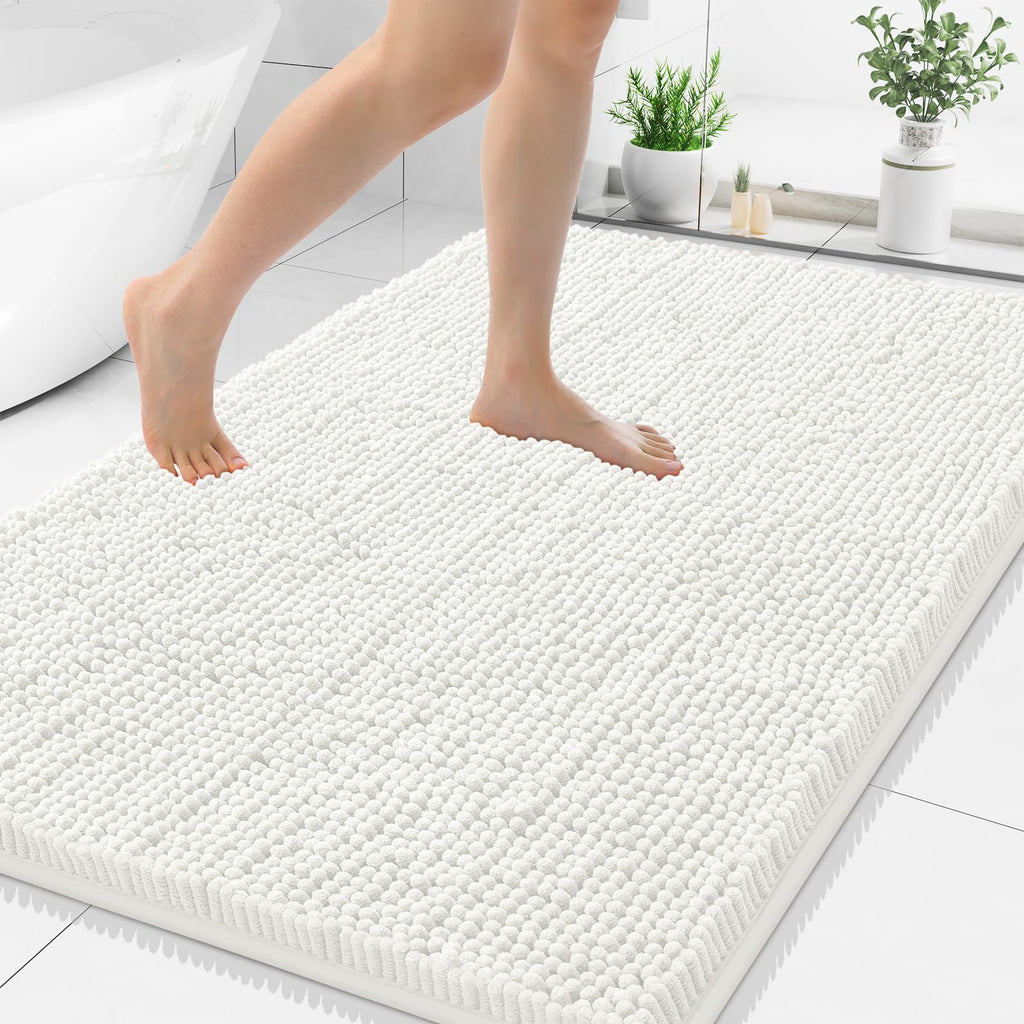 Smiry Bathroom Rugs 44X32, Luxury Chenille Extra Soft Absorbent Bath Mat (YSDD002) (Pack of 2)