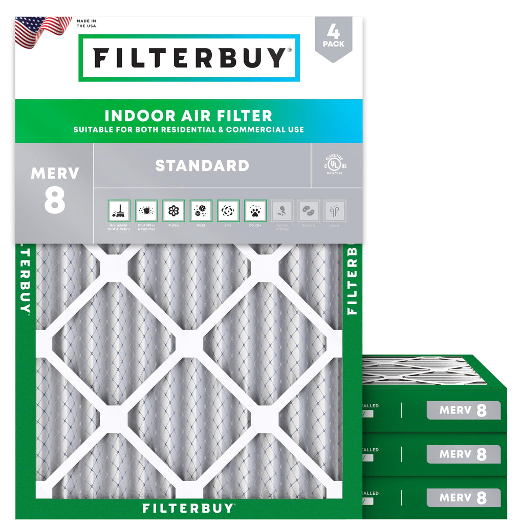 Filterbuy Air Filter MERV 8 Dust & Allergy Defense (4-Pack)