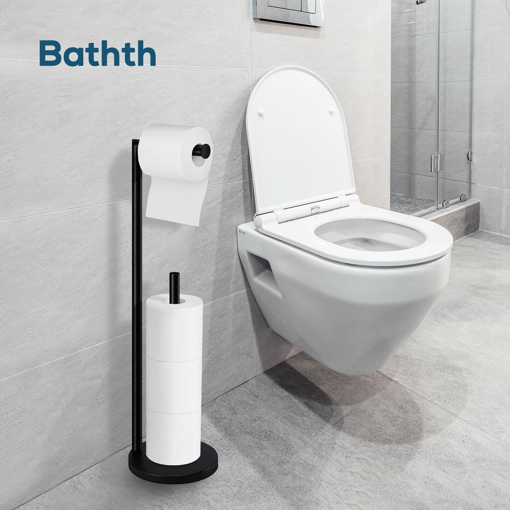 Toilet Paper Holder Stand, Toilet Paper Free Standing - Black view 4