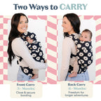 Ergonomic Hip-Healthy Baby Carrier, Front and Back Carry, 7-35 lbs - Black Floral view 4