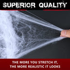Extra Fake Spiders, Super Stretchy Cobwebs for Halloween Decor Indoor and Outdoor