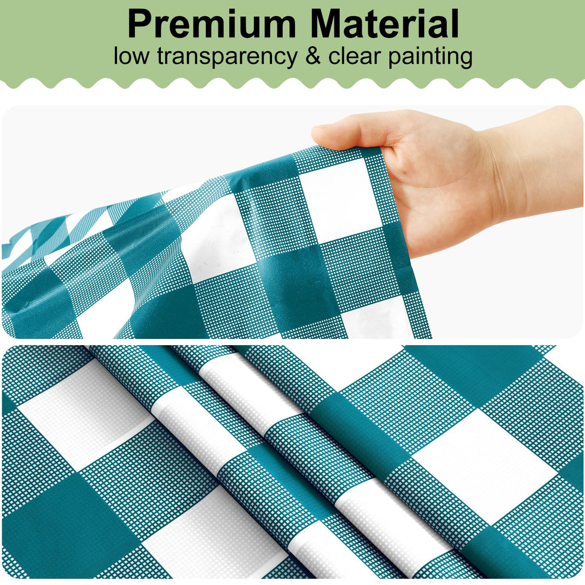 misaya 4 Packs Buffalo Disposable Table Cloth, 54 x 108 Inch Waterproof Plastic Tablecloth, Rectangle Turquoise and