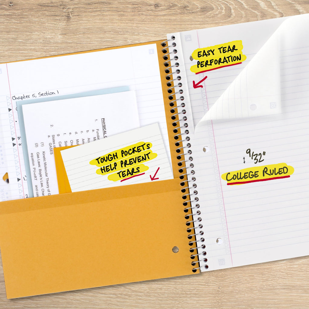 Five Star Spiral Notebook + Study App, 5 Subject, College Ruled Paper, 8-1/2" x 11", 200 Sheets, Fights Ink Bleed, Water Resistant Cover