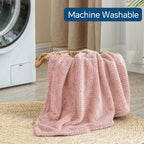 BEDELITE Travel Blanket with Bag, Jacquard Fleece Blanket 65"x40" - Pink view 7