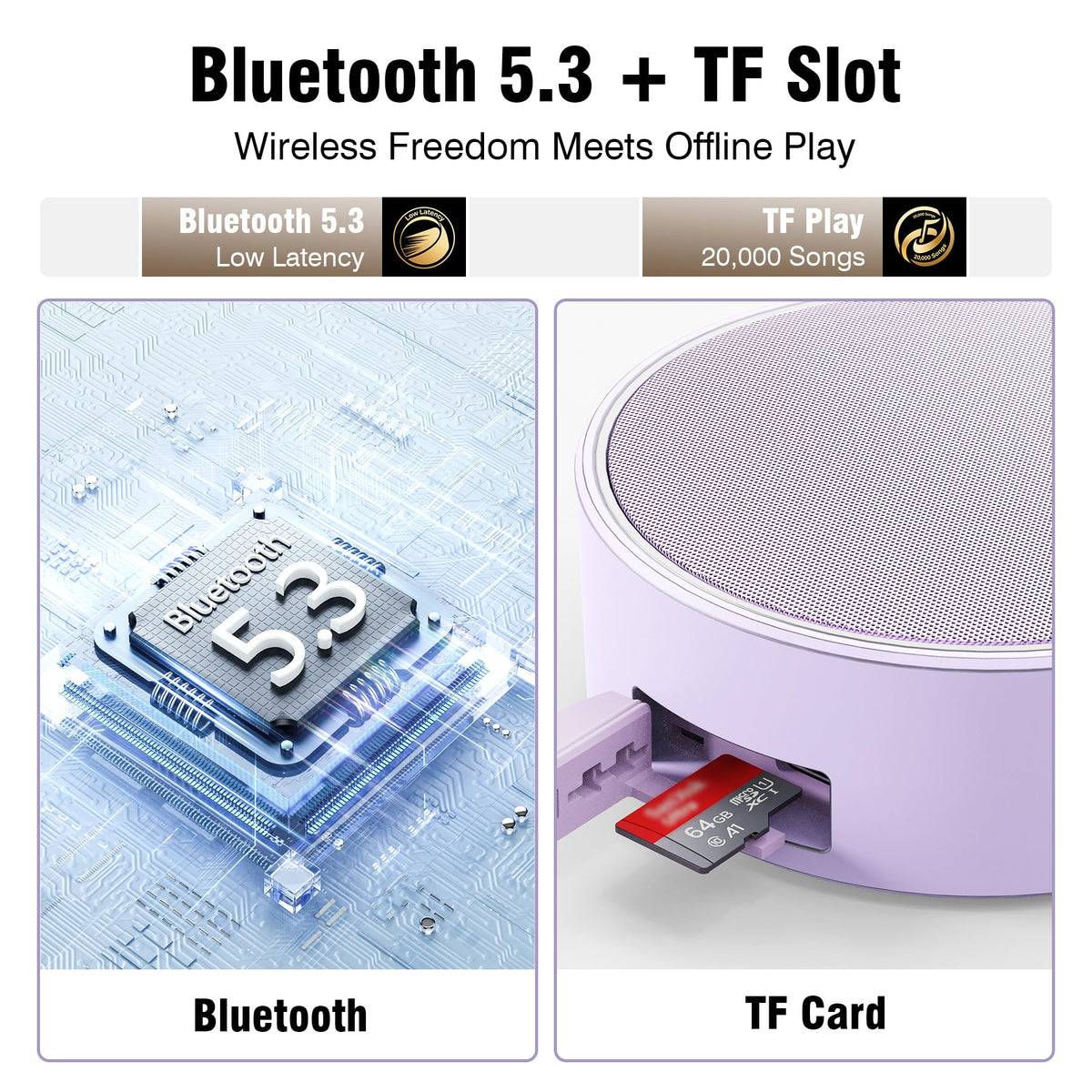 INSMY C12 IP67 Waterproof Shower Bluetooth Speakers,Portable Small Speaker - Purple view 2